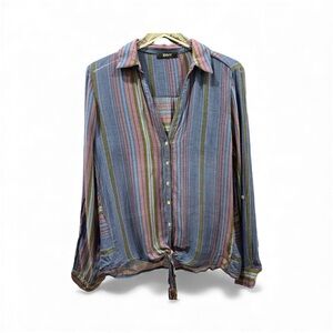 Envy Multicolor Striped Shirt  with tie front- Sz L